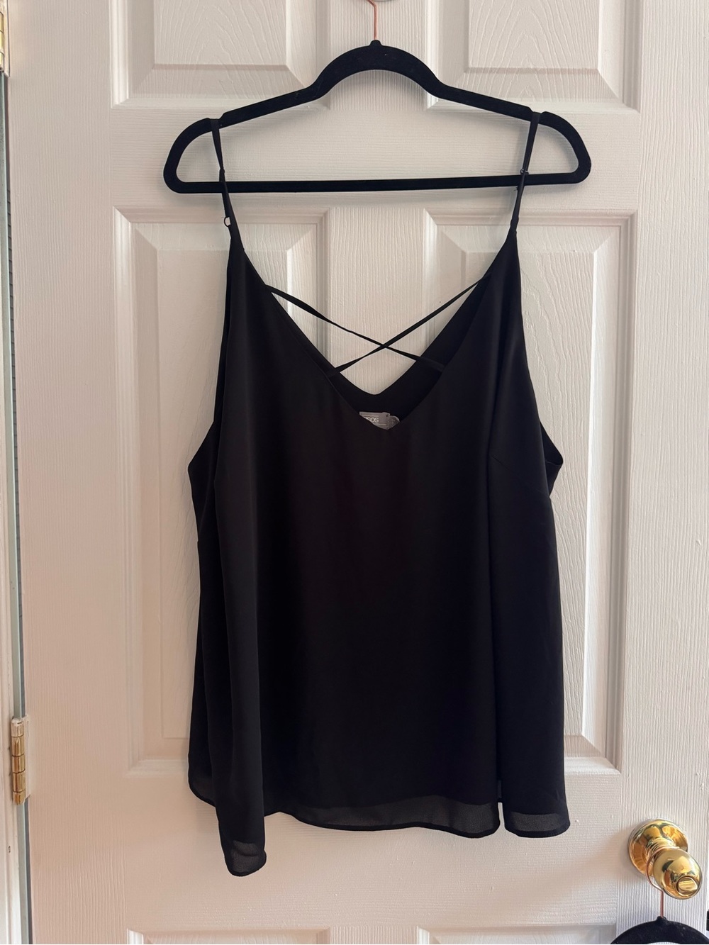 ASOS Black Strappy Camisole with Crisscross Back Size 18